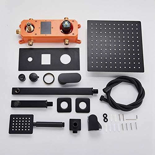 Ensemble de robinets de douche numériques à effet pluie et 3 fonctions noir - 6