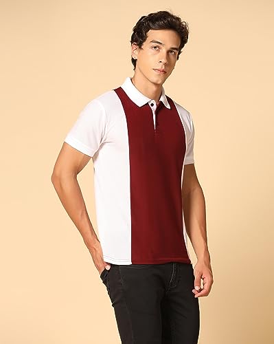 Image of INKKR Men's Solid Regular Fit T-Shirt (A10-POLO-FACTORY-MAROON-XXL A10-04