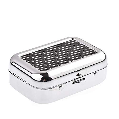 Quantum Abacus Mini-Aschenbecher/Taschenaschenbecher/Reiseaschenbecher aus Metall mit Zigarettenablage, rechteckige Dose, Farbe: schwarz, Mod. 1646-02