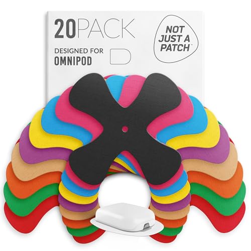 Not Just A Patch Omnipod 5 Adhesive Patches (20 Pack) - Durable for Active Lifestyle for 10-14 Days - Omnipod Covers in Mixed Colors