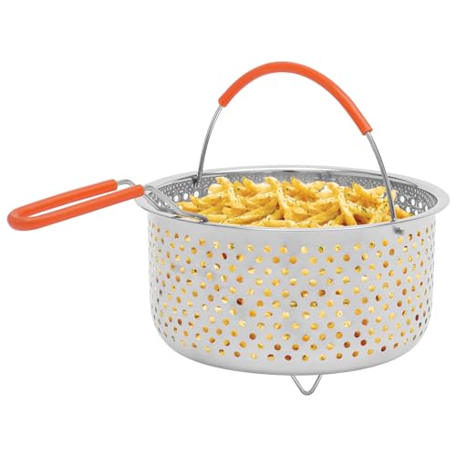 Cesta Profunda de Freidora de Acero Inoxidable, Cesta Redonda de Malla de 7.87 x 7.48 Pulgadas, Accesorio Multifuncional Removible para Escurrir y Servir, con Manijas Plegables miniatura 1