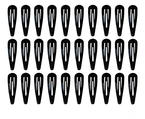 BeeSpring 30 Pcs Hair Clips, Non-Slip Hair Barrettes, 2 Inch Metal Hair Pins Accessories for Kids, Girls and Women, Black