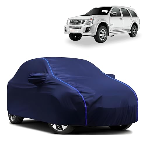 Image of Kerwa Car Body Cover Waterproof Compatible with Isuzu MU7 | Scratch Proof, Anti-Dust, UV Protection | Windproof Buckle Strap | Fitted Bottom Elastic | Side Mirror Pockets-Blue