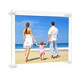 NIUBEE Clear Acrylic Wall Mount Floating Frameless Picture Frame Up to 6x9 Photo for Art Photography Frames-Double Panel(Full Frame is 8x10 inch)