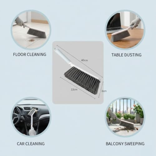 Image of Plastic Dust Removal Brush | Microfibre Bristles | All Purpose Dusting Brush | Semi Hard Long Bristle for Carpet, Keyboard, Home, Hotel and Household (White)