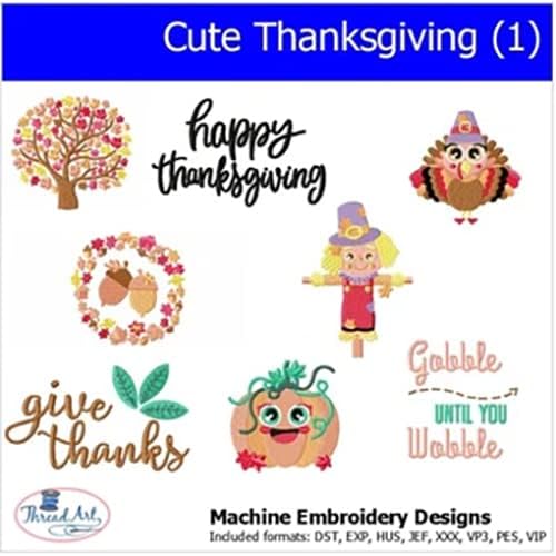 Threadart Machine Embroidery Designs - Cute Thanksgiving (1)
