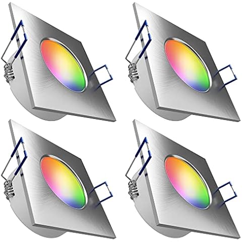 linovum WEEVO Bathroom Recessed Spotlights Flat IP44 Compatible with Alexa & Google Home - Control via App & Voice Wifi RGBW Smart Set of 4 Cover
