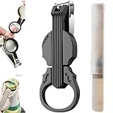 Anti-Splash-Nagelknipser mit Lupe, einzigartiger Nagelknipser in Violinenform und Nagelfeile – ideal als Geschenk, 2-in-1-Nagelknipser und Flaschenöffner, abnehmbares Design, Edelstahl (Black)