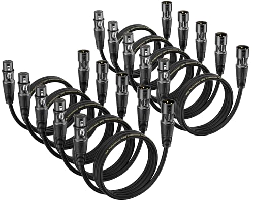 Câble XLR mâle femelle symétrique lot de 10 pour haut-parleur blindé 3 broches