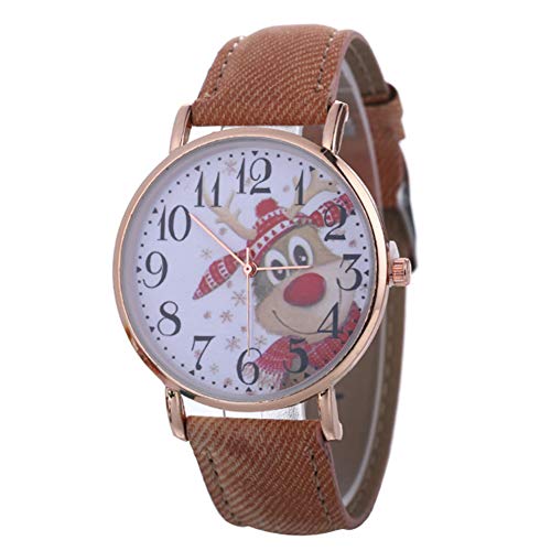 Sanwood Quarz-Armbanduhr mit Weihnachtsmotiv, Unisex-Zifferblatt, Kunstleder-Band, analoge Ziffernanzeige, Damen-Armbanduhr Cover