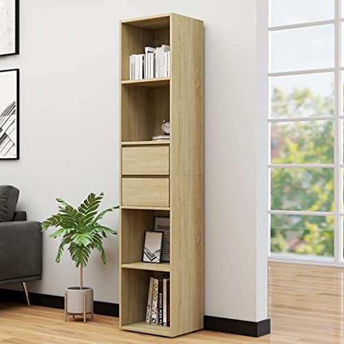 homiuse Estantería de madera para libros, color gris hormigón, 36 x 30 x 171 cm, estantería para libros, estantería de pared, estantería de almacenamiento, estantería de pared, estantería de
