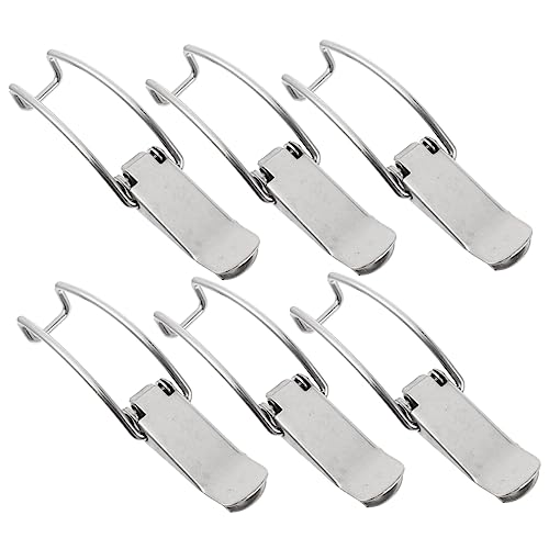 Yardenfun 6pcs Elastic Shock Absorbing Buckle Toggle Hasp Spring Loaded Toggle Latch Hasp Spring Loaded Lock Buckle Spring Latch Clamp Spring Loaded Latch Hasp Silver Nickel-Plated Iron