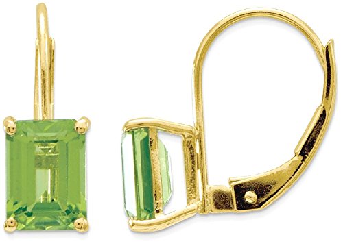 14K Yellow Gold 7X5Mm Peridot Leverback Earrings Drop Dangle Gemstone Fine Jewelry For Women Gifts For Her #TOP7