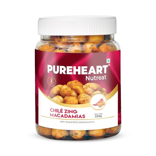 Image of PUREHEART Nutreat Chile Zing Australian Macadamias - Spicy Roasted Macadamia Nuts | Buttery Crunch Snack | 230g | Gluten-Free & Keto-Friendly