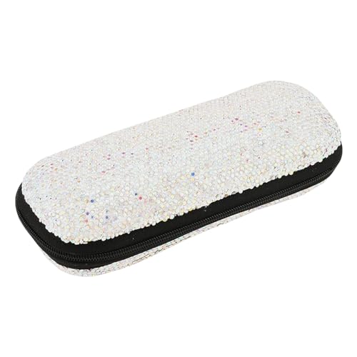 Étui à lunettes anti-pression en strass avec fermeture éclair pour protection solaire
