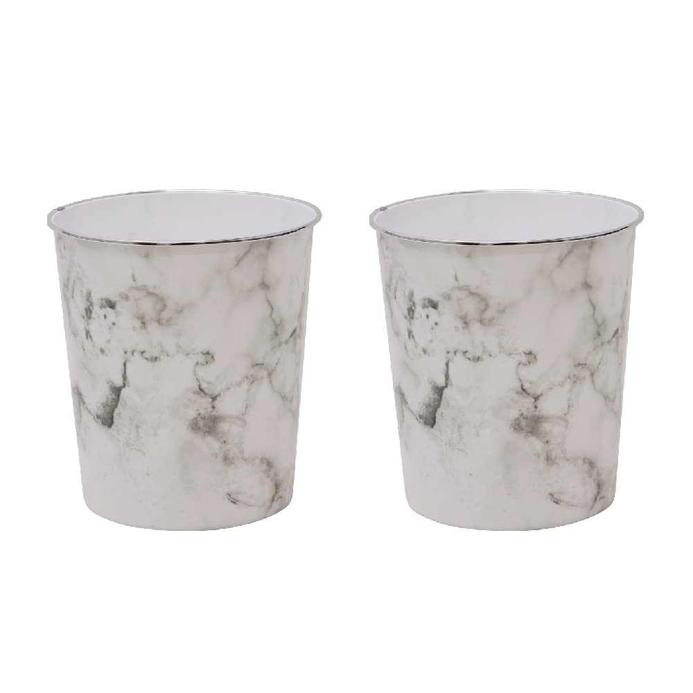 JVL Small Marble Waste Paper Bin, Set of 2