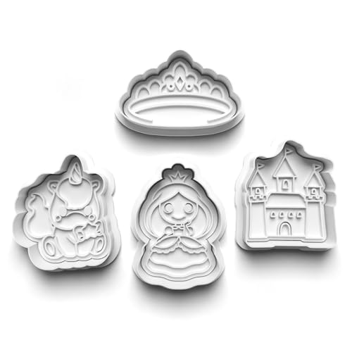 Set di 4 formine per biscotti a forma di corona e castello da principessa, stampi per biscotti, pasta di zucchero, per bambini, fai da te