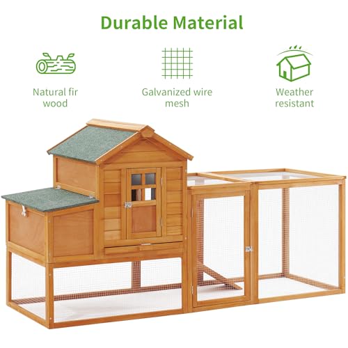 Breltam 79 Inch Chicken Coop Hen House Wooden Chicken House Poultry Cage With Run thumb #6