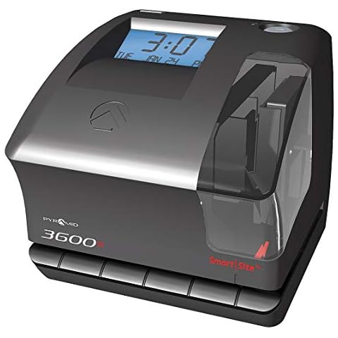 Pyramid Time Systems - Model 3600SS SmartSite Time Clock and Document Stamp, SmartSite Red LED Alignment Light, Tri-View Window, Includes: 25 Time Cards, 1 Ink Ribbon Cartridge, 2 Security Keys Cover