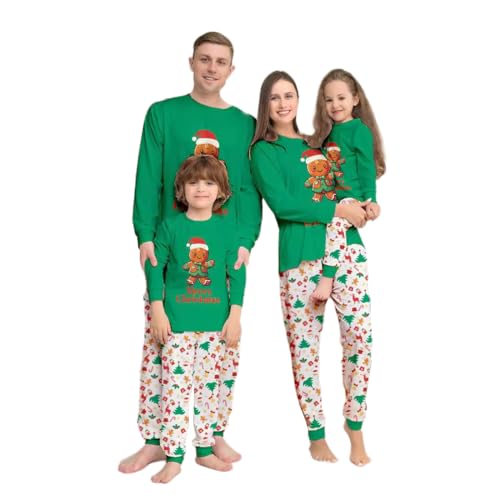 Pijamas de Navidad para la Familia Estampado Manga Largos Camiseta y Pantalón Ropa de Dormir Infantil Niños Hombre Mujer Respirable Loungewear Pijama pijamas navidad algodon Familiar Hombres