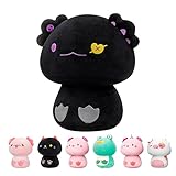Mewaii 14” Mushroom Plush, Cute Black Axolotl Plush Pillow Soft Plushies Squishy Pillow, Cat Stuffed Animals Kawaii Plush Toys Decoration Gift for Girls Boys