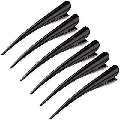 advancedestore Products Black Non-Slip Metal Duckbill Hair Clips, Alligator Hair Pins Crocodile Barrettes Clips, Hairdressing Styling Tool, Sectioning Clips (PACK OF 6)