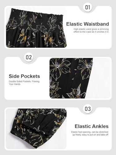 QIANXIZHAN Women's Harem Pants, High Waist Yoga Boho Trousers with Pockets