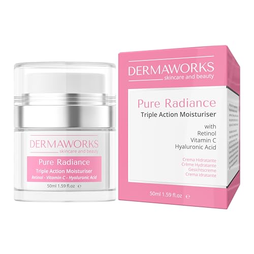 CREME HYDRATANTE VISAGE NATURELLE – Creme Anti Rides Femme au Retinol, Vitamine C, Acide Hyaluronique et AHA – Soins pour le Visage Femme – Crème Eclaircissante et Booster de Collagene de DERMAWORKS