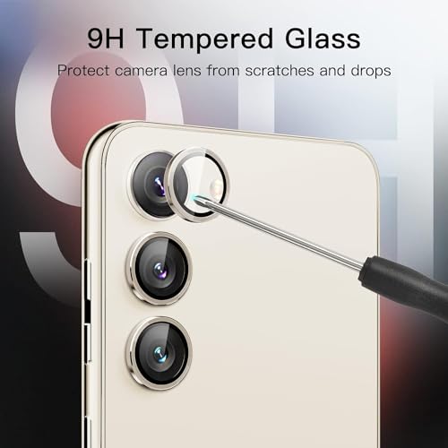 Image of Skinomi Camera Lens Protector Compatible with Samsung Galaxy S23 plus 5G [Anti-Scratch] Premium Tempered Glass Film Aluminum Alloy Lens Ring Cover, Gold Titanium