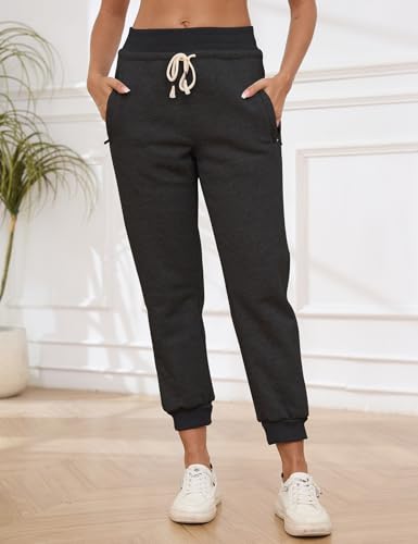 Gihuo Women's Sherpa Lined Sweatpants Winter Casual Jogger Sweat Pants Warm Athletic Thermal Fleece Lining Lounge Pants3