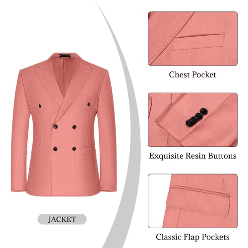 Linen Mens 2 Piece Double Breasted Suit Jacket Blazer Pants Set Slim Fit Casual Wedding Prom Homecoming Tuxedo Suit3
