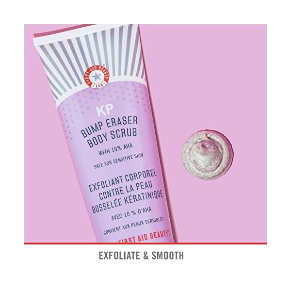First-Aid-Beauty-KP-Bump-Eraser-Body-Scrub-Exfoliant-for-Keratosis-Pilaris-with-10-AHA-2-oz First Aid Beauty - KP Bump Eraser Body Scrub with 10% AHA, Keratosis Pilaris Skin Exfoliater with Glycolic and Lactic acids, Helps Reduce Chicken Skin Bumps, Safe for Sensitive Skin, 2 oz