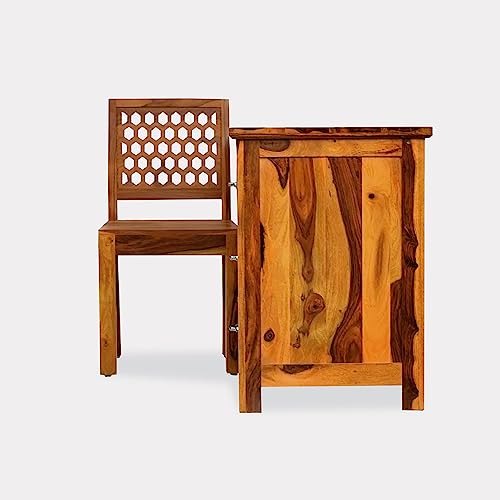 Image of Solid Sheesham Wood Study Table | Computer Table for Home & Office | Modern & Contemporary Writing Desk with 2 Drawers (6)