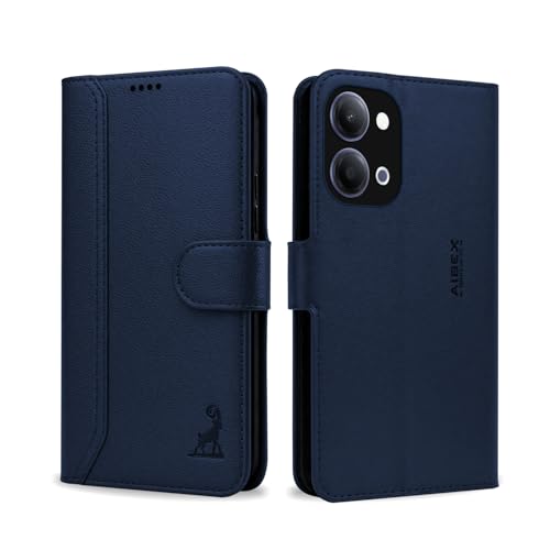 Image of AIBEX Compatible for Vivo T5 Lite 5G / Vivo Y21 5G / Vivo Y11 5G Flip Cover Leather Finish | Inside TPU with Card Pockets | Wallet Stand | Complete Protection Flip Case Blue