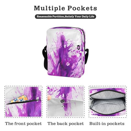 small messenger bag for women Small Crossbody Bags For Women women's crossbody handbags Adjustable Strap for Shopping Shopping- Paint Illustration Purple2