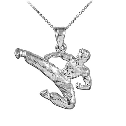 Sports Charms 925 Sterling Silver Karate Martial Arts Pendant Necklace, 16" #TOP19