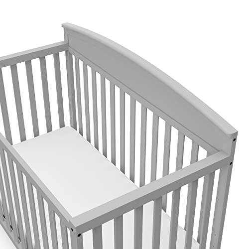 Image of Graco Benton 5 in 1 Convertible Crib with Graco Crib Mattress, Pebble Gray | GREENGUARD Gold Certified, Converts from Baby Crib to Toddler Bed, Daybed and Full-Size Bed, Includes Graco Crib Mattress