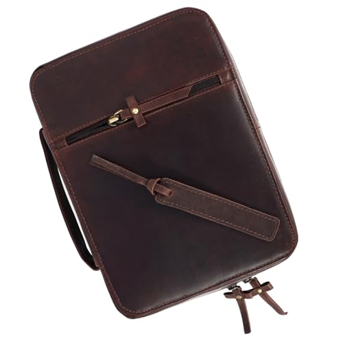 ELIZO Leather Bible Cover Case for Women and Men - Bible Bag Holder, Book Carrying Organizer Case, Bible Sleeve Accessories Protector (Kodiak, Large)