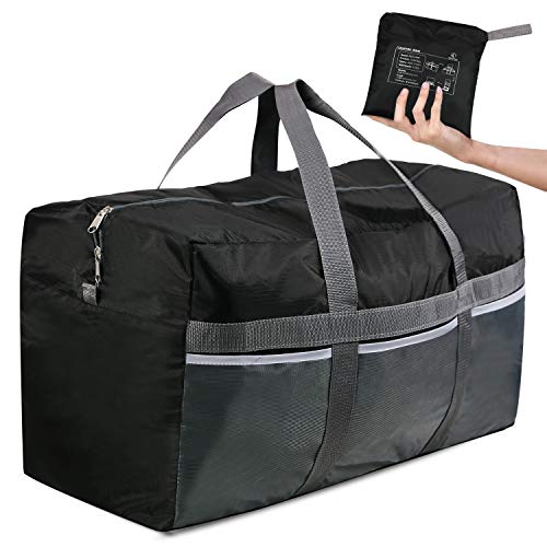 CAMPMOON Extra Large Duffle Bags for Men Travelling, 96L Oxford Foldable Lightweight Duffel Bag for Travel Camping, Black