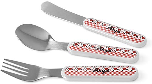 Personalized Ladybugs & Gingham Kid's Flatware