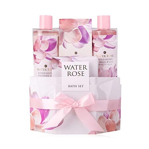 accentra, Geschenkset Water Rose für Frauen Mamas und Damen VerwöhnSet für Baden Körperpflege im wohltuenden Water Rose Duft, rosa-weiß