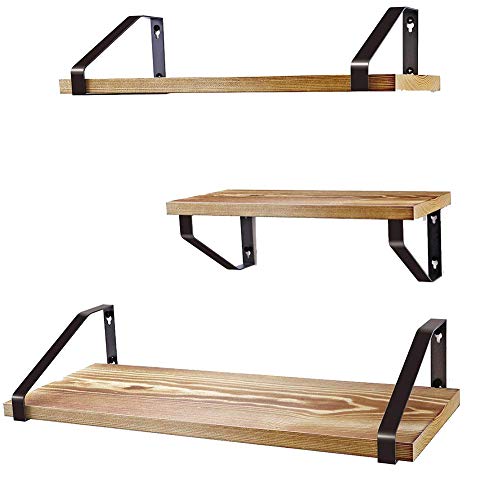 Tablettes flottantes murales Li-HIM ensemble de 3 étagères en bois massif rustique pour mur - 2