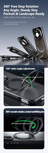 Image of Compatible with Huawei Mate 80 Pro Max Case Cover,Compatible with Huawei Mate 80 Pro Max 5G SGT-AL10 Built-in 360Rotating Magnetic Mount Matte Translucent Phone Protective Case Black