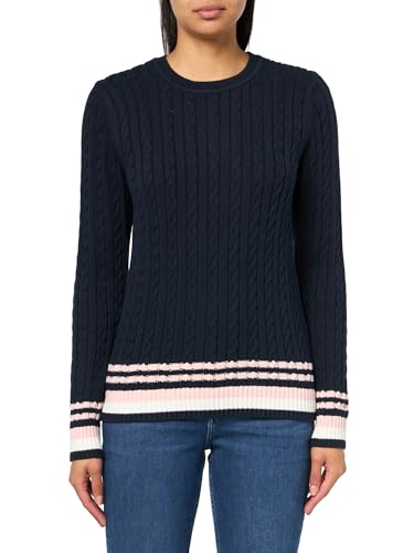 Image of Tommy Hilfiger Women's Cotton Crewneck Cable Sweater