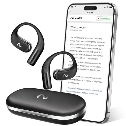 Top 10 Best Headphones for Voice Recording Reviewed 10 VIAIM OpenNote AI Voice Recorder – Open Ear Headphones with FlashRecord, Call Recording, Real-Time Transcription, Translation, AI Assistant, for Students, Professionals & Interview Recording, Black