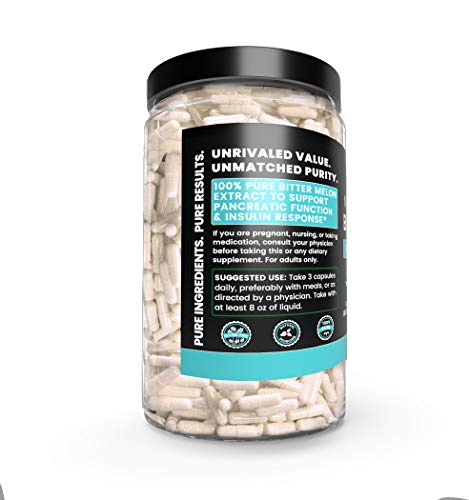Bitter Melon, 730 Capsules, 1245mg Serving, 8 Month Supply, 100% Pure & Natural Herbal Supplement with No Fillers, Non-GMO & Made in USA, Undiluted with No Additives