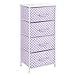 mDesign Tall Dresser Storage Tower Stand with 4 Removable Fabric Drawers - Steel Frame, Wood Top Organizer for Baby, Kid, and Teen Bedroom, Nursery, Playroom, or Dorm - Wisteria Purple/White Polka Dot