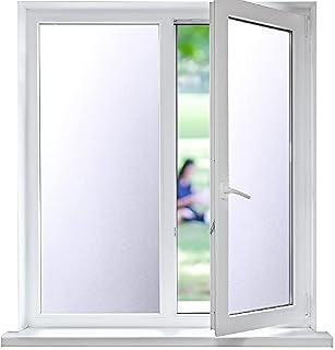 Funfox Frosted Window Film Privacy, Window Sticker Opaque Window Vinyl Static Cling Glass Film for Kitchen Bathroom Office Living Room Matte White 44.5 x 200cm