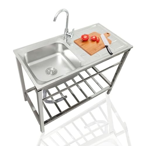 Évier de cuisine autoportant extérieur station de lavage cuve simple portable pour chambre