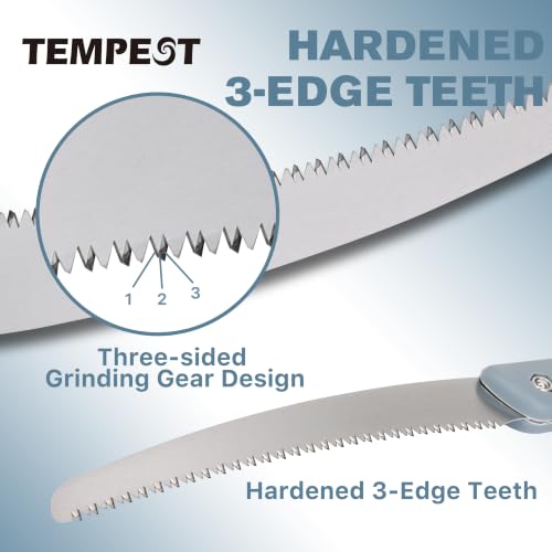 TEMPEST 10" Folding Hand Saw, Triple-Cut Razor Teeth Pruning Saw with SK5 Steel Blade, Non-Slip Handle Wood Pruning Saw for Tree Trimming, Gardening, Camping,Bushcraft & Outdoor Survival - Image 4